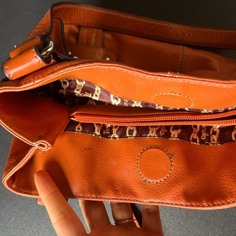 Tignanello Burnt Orange Pebbled Leather Shoulder Bag Y2k 90s Boho Dopamine Retro - Picture 5 of 15